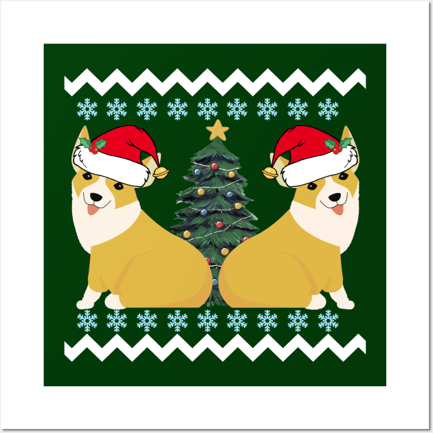 Cute Christmas Corgi Santa Wall Art by epiclovedesigns